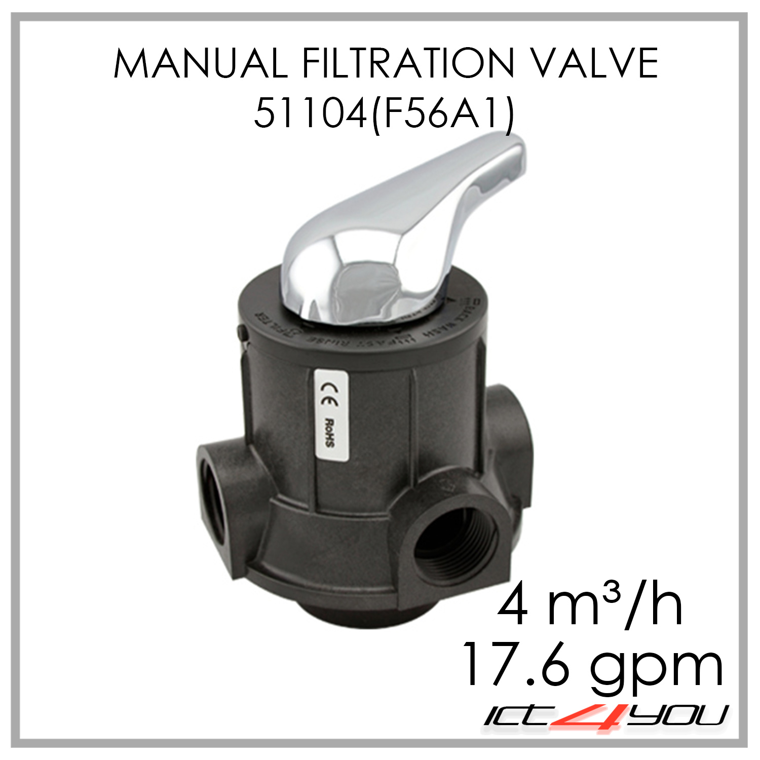Manual Multiport Filter Valve Runxin 51104 F56A 4 m³/h